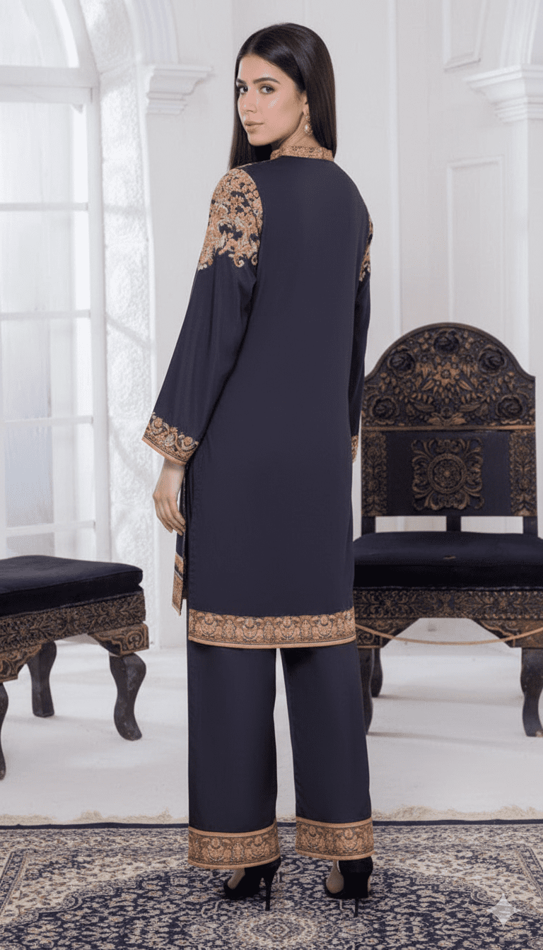 Charcoal Baroque Elegance 2‑Piece Set