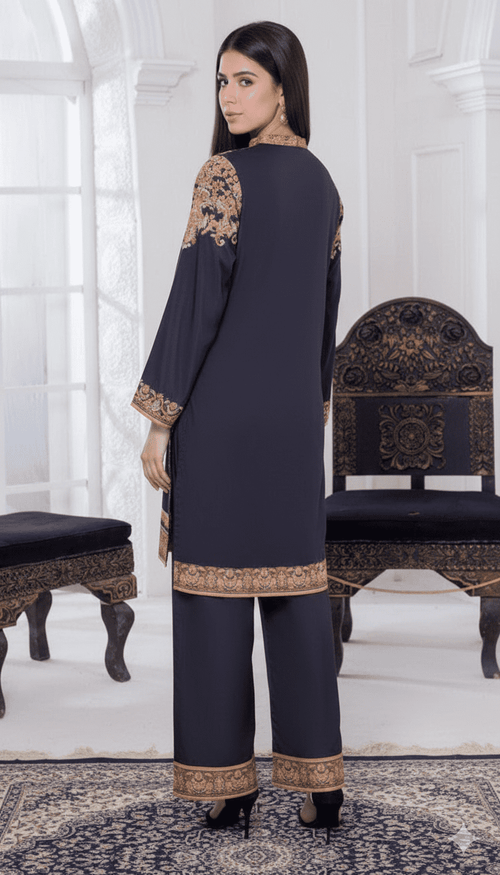 Charcoal Baroque Elegance 2‑Piece Set