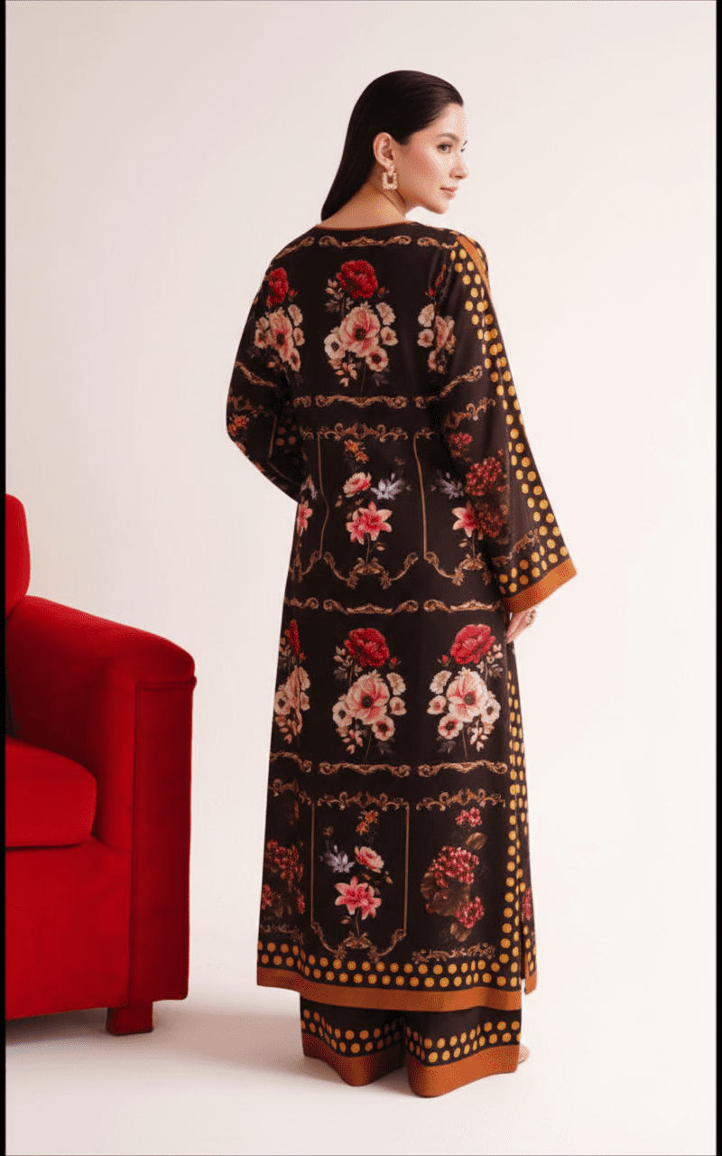 Chocolate Floral Panel 2‑Piece Set