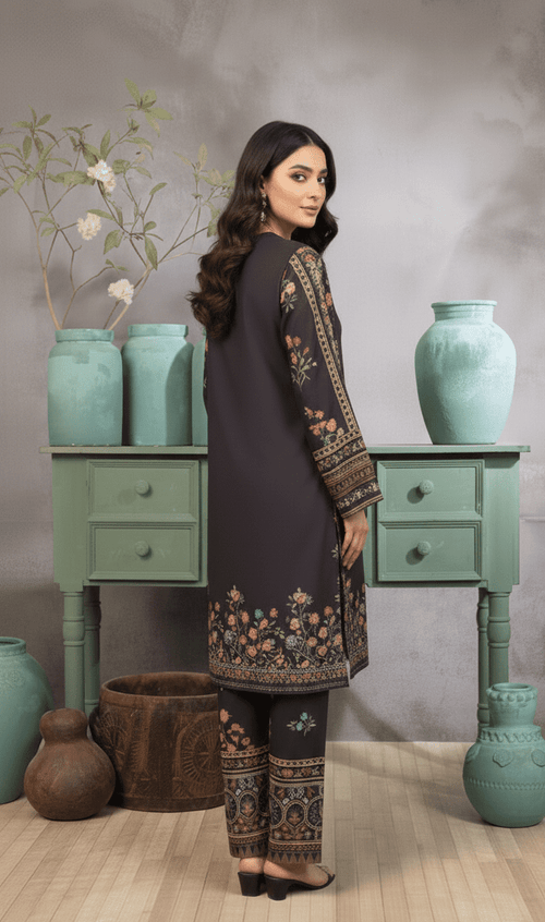 Charcoal Ethnic Motif 2‑Piece Set
