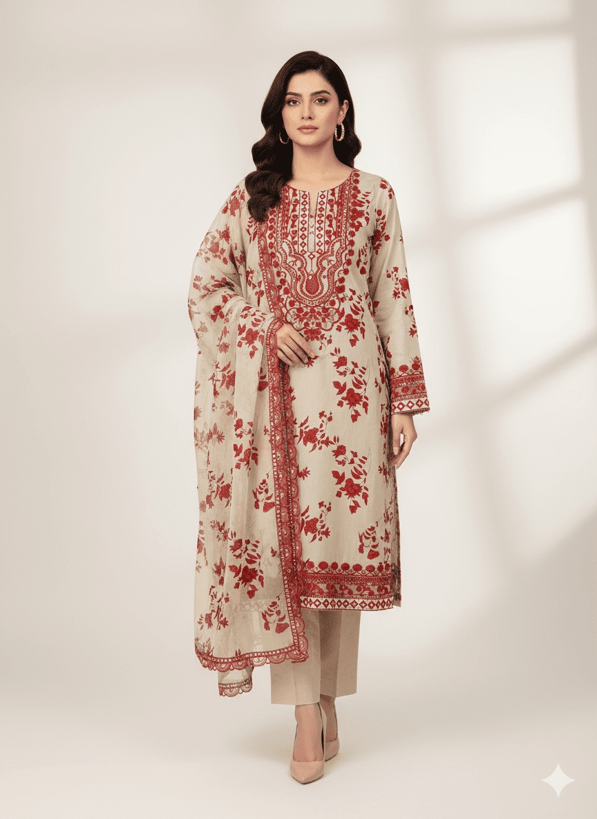 Aneela’s Premium Embroidered Lawn 3‑Piece Unstitched