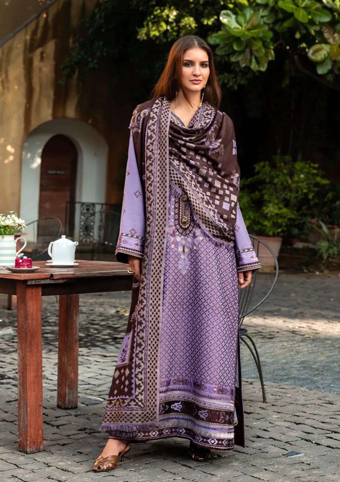 Front And Back Allover Digital Printed Shirt With Flapper And Printed Dupatta CODE-BHSL02