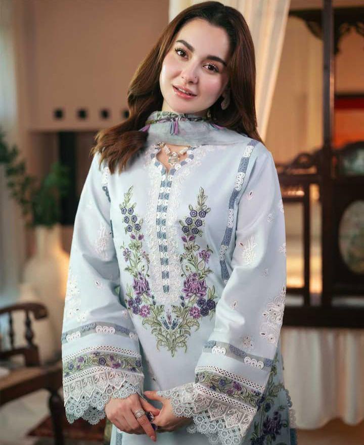 Jade Lawn Worn by Hania Amir Unstitched 3pc Suit-CODE BHL01