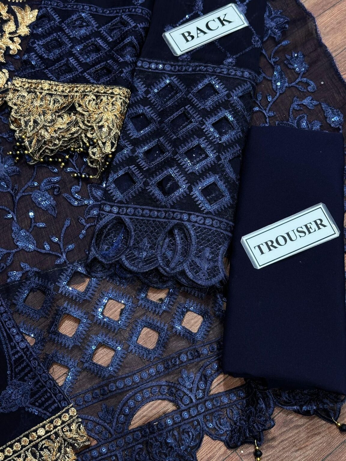 Maryam's Blue Embroidered 3pc Unstitched Suit-CODE BHF04