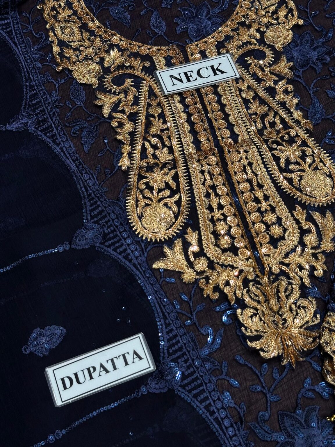 Maryam's Blue Embroidered 3pc Unstitched Suit-CODE BHF04