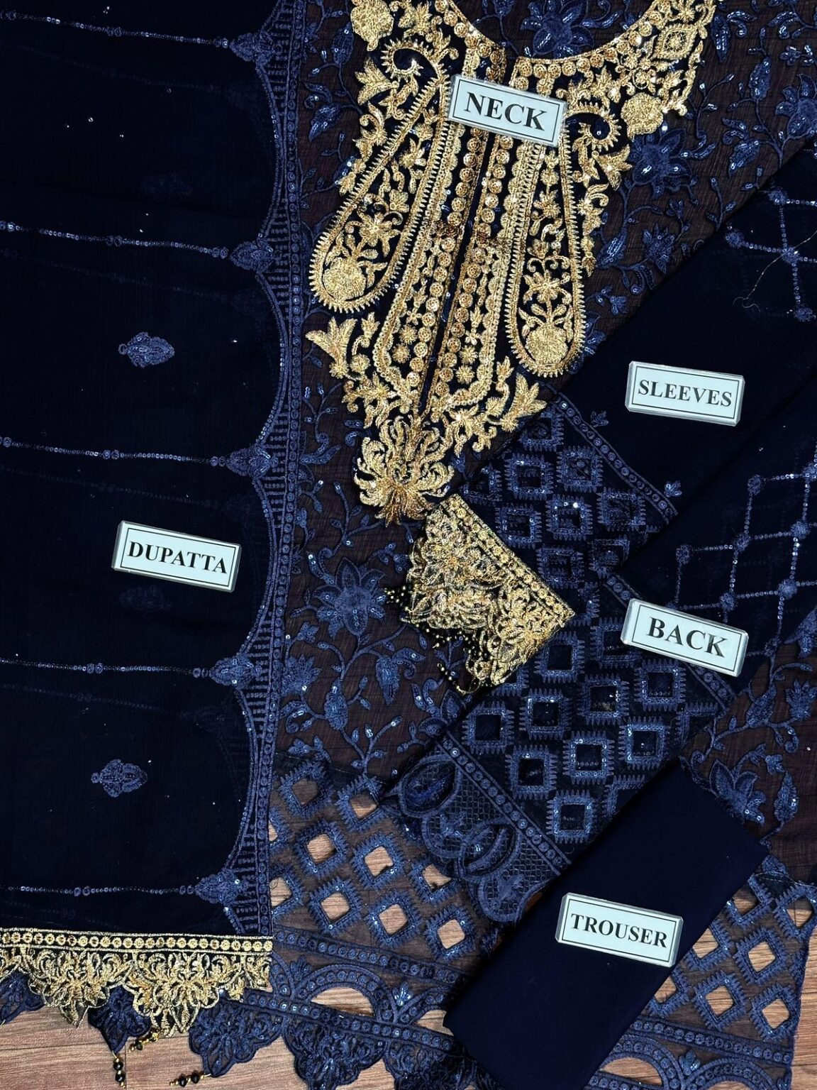 Maryam's Blue Embroidered 3pc Unstitched Suit-CODE BHF04