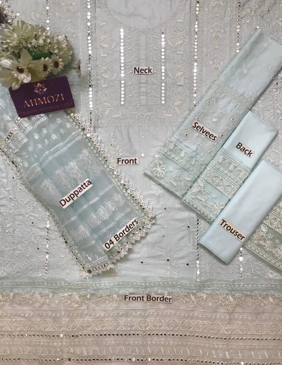 9mm sequence heavy embroided luxury lawn unstiched 3pc suit CODE-BHL03