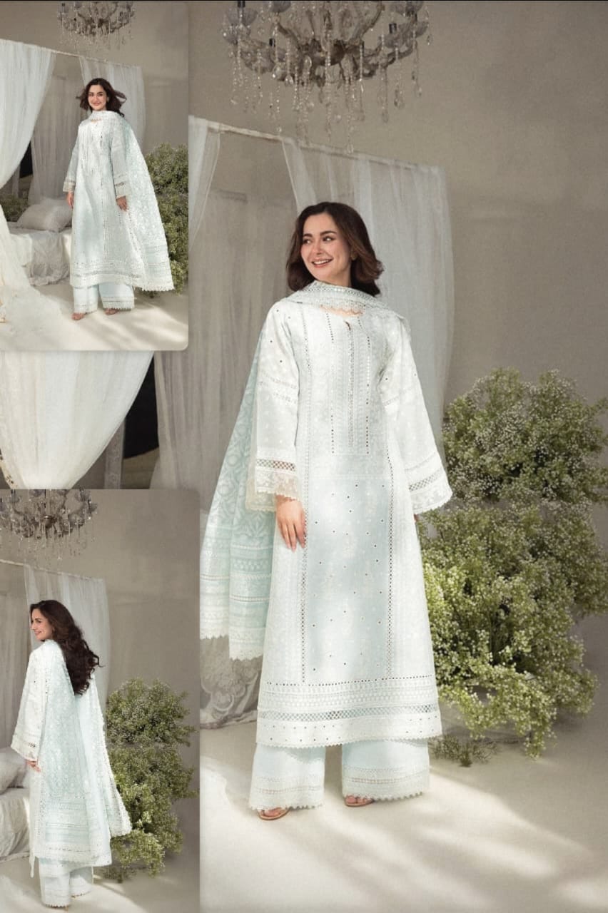 9mm sequence heavy embroided luxury lawn unstiched 3pc suit CODE-BHL03