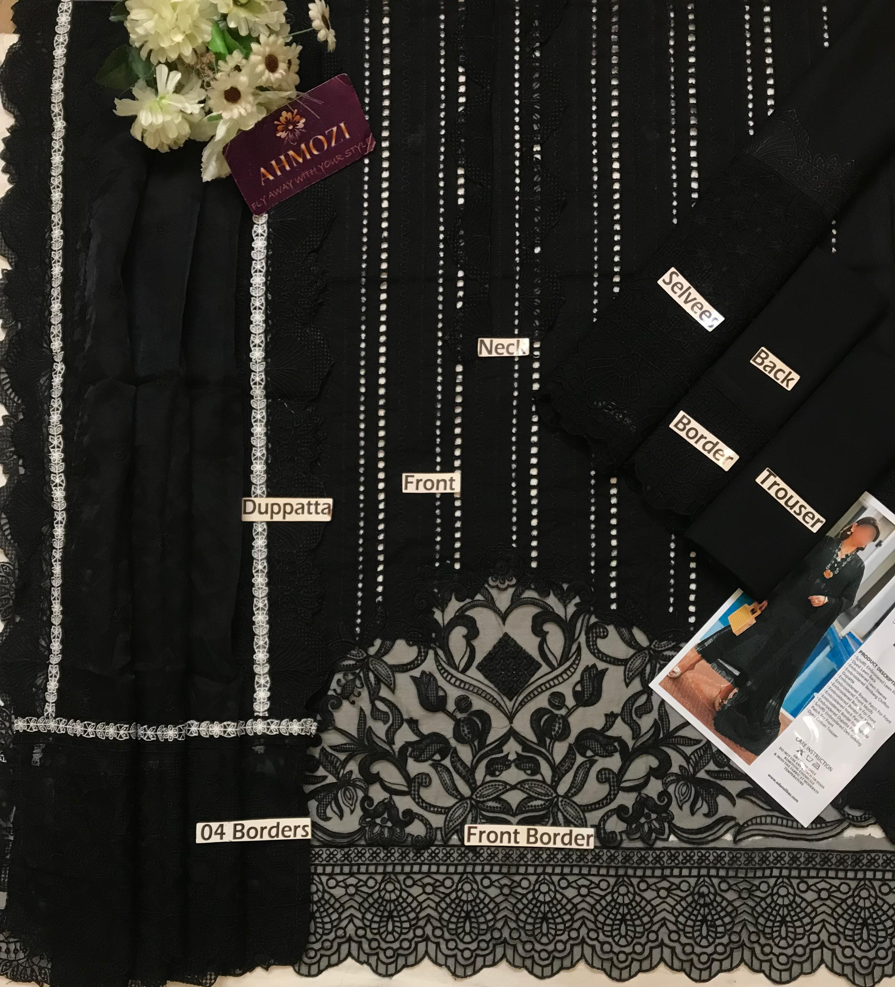 Chinkenkari luxury  lawn unstiched 3pc suit heavy embroided CODE-BHL02