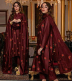 Rose embroidery design stitched 3pc suit CODE-BHS03