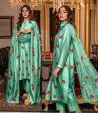 Rose embroidery design stitched 3pc suit CODE-BHS03