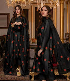 Rose embroidery design stitched 3pc suit CODE-BHS03