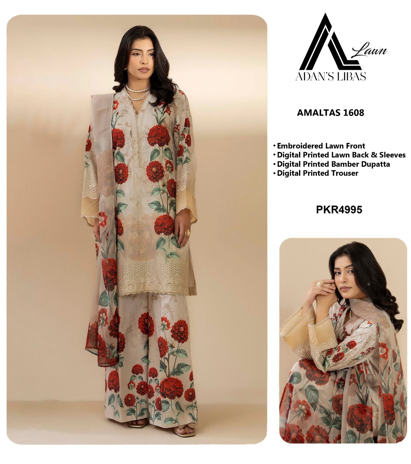 Printed and multi embroidery lawn unstiched CODE-BHL08