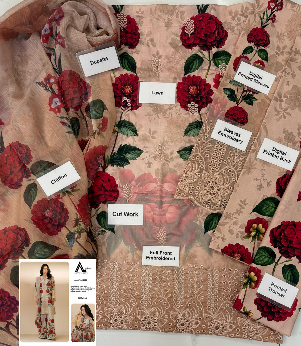 Printed and multi embroidery lawn unstiched CODE-BHL08