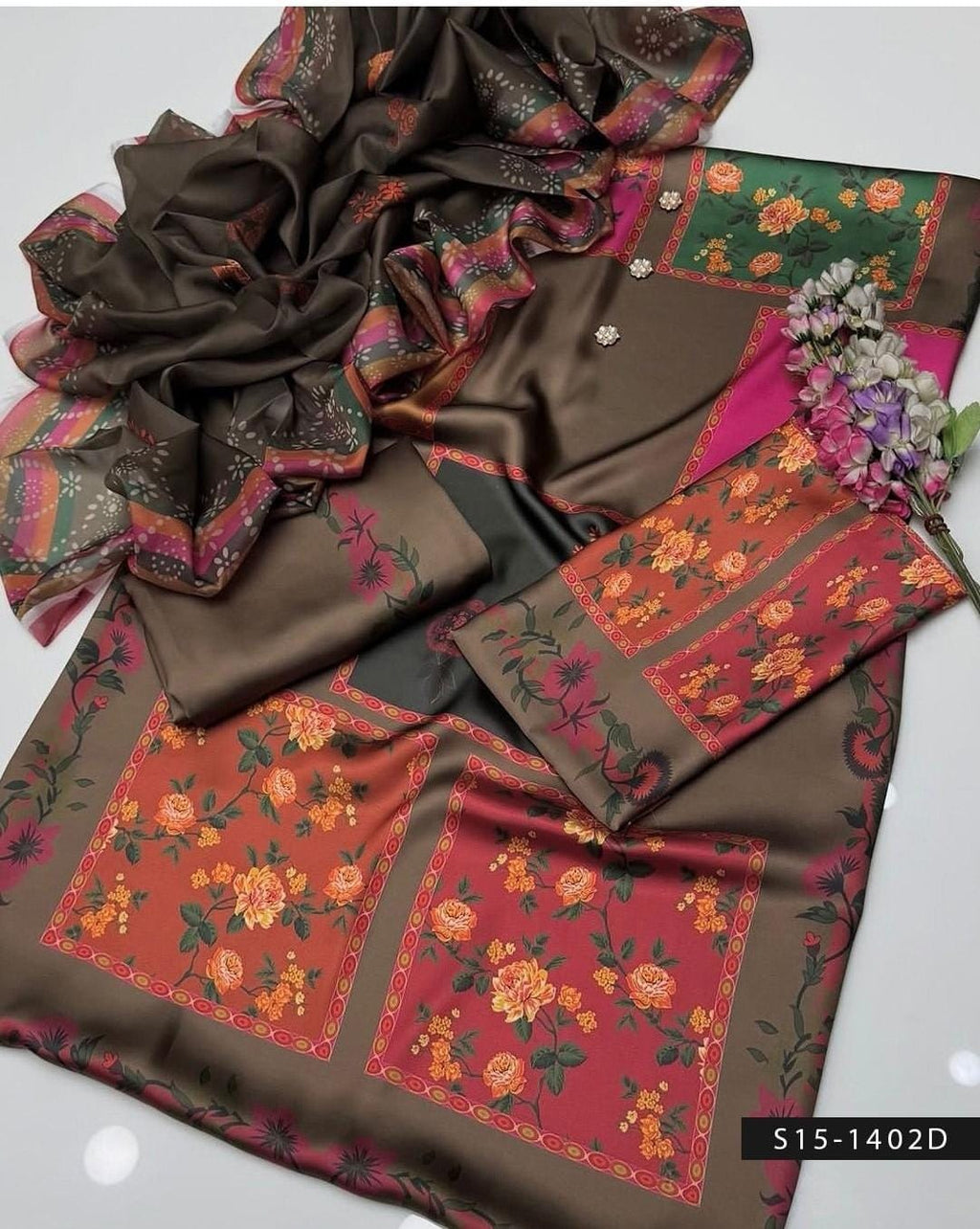 Charizma digital printed 3pc suit in 5 shade CODE-BHL010