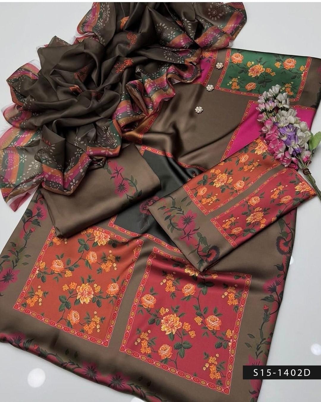 Charizma digital printed 3pc suit in 5 shade CODE-BHL010