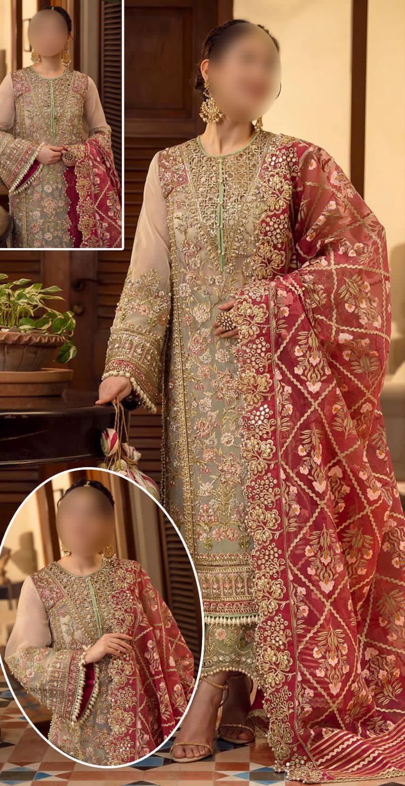 Crimson luxury heavy embroided suit CODE -BHOR01