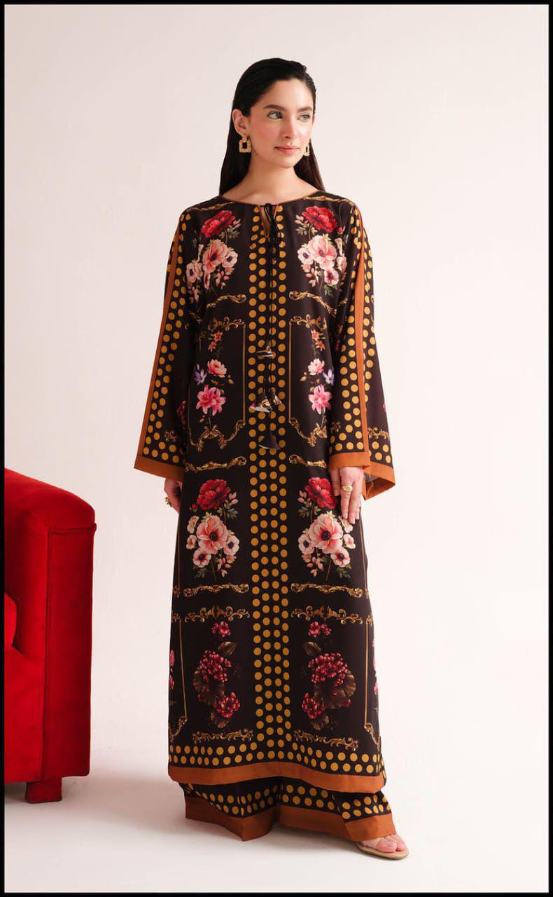 Chocolate Floral Panel 2‑Piece Set